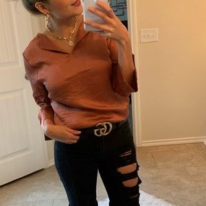 Rust Satin Top